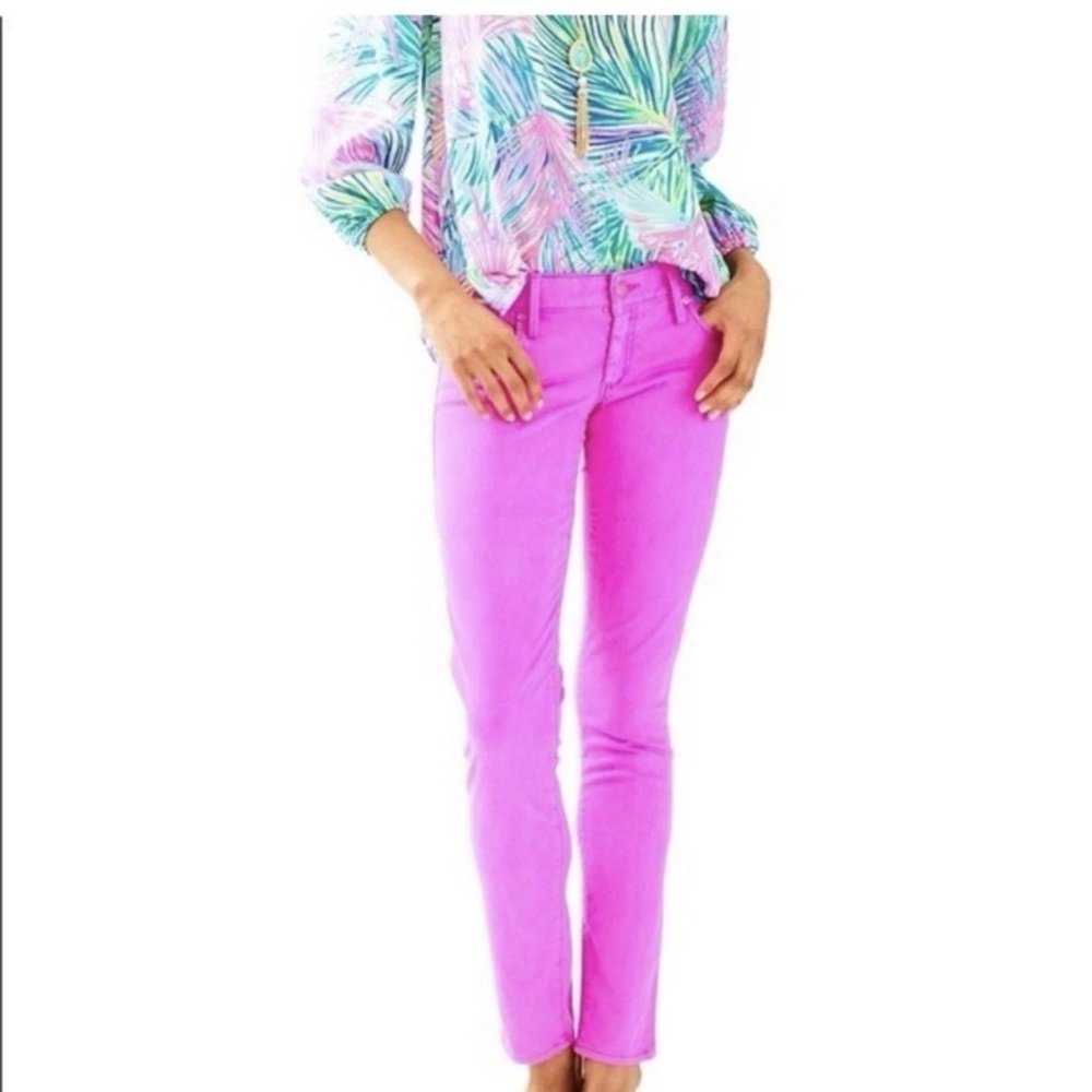 Lilly Pulitzer Hot Pink Worth Skinny Straight Jeans Size 2